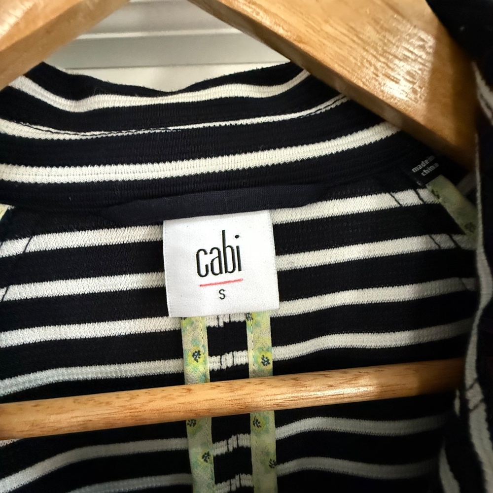 CAbi Striped Double Breasted Trench Jacket Navy White Size S Style 5151 - Picture 3 of 15